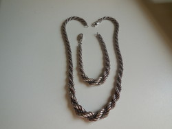 Silver twisted necklace and bracelet set
