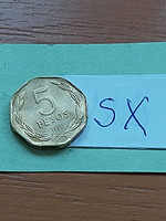 Chile 5 peso 1996 aluminum bronze bernardo o'higgins sx