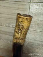 A rare ethnographic drinking horn from a coat of arms legacy