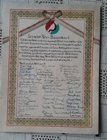 A large commemorative card for the writer Péter veress, president of the National Peasants' Party