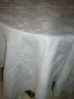 Damask tablecloth with beautiful light blue flowers