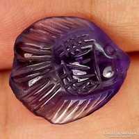 Real, 100% natural carved/engraved purple amethyst fish 5.72ct (st. - Almost translucent)