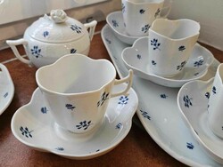 Herend blue leaf 6-person mocha set with cookie bowls