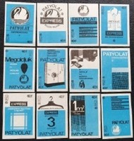 Gy82 / 1966 patyolat match tag, complete row of 12 pcs