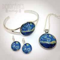 Van gogh: starry night - jewelry set with glass lenses