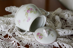 Mz austria (moritz zdekauer austria) romantic sugar bowl with tea roses from the late 1800s.