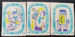 Gy78 / 1960 exhibition match tag, complete row of 3 pcs