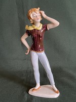 Volkstedt porcelain figure of a girl with a scarf in a purple striped shirt (p0013)