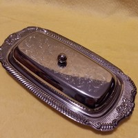 Metal, covered butter container, cheese container, pate holder. An offerer.