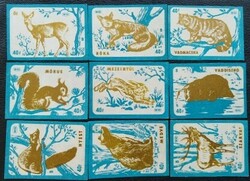 Gy17 / 1959 forest animals match tag full row of 9 pcs