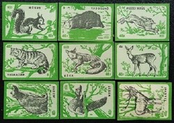 Gy2 / 1959 forest animals match tag full row of 9 pcs