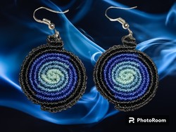 Blue disk - macrame earrings