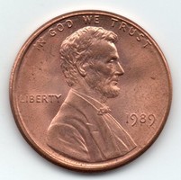 United States 1 usa cent, 1989