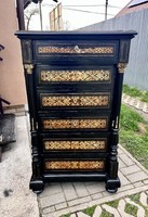 Antique French boulle-type sideboard, chest of drawers