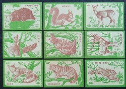 Gy4 / 1959 forest animals match tag full row of 9 pcs