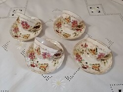 Zsolnay butterfly 4 coffee cups with coasters