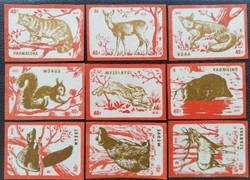 Gy16 / 1959 forest animals match tag full row of 9 pcs
