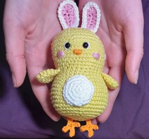 Crochet chick with bunny ears