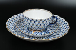 Beautiful Lomonosov cobalt porcelain breakfast set