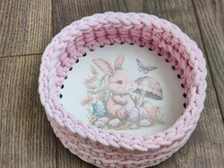 Crochet pink Easter basket