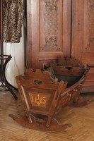19th century folk rocking cradle inlaid ihs