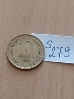 Chile 10 pesos 1993 nickel brass bernardo o'higgins s279