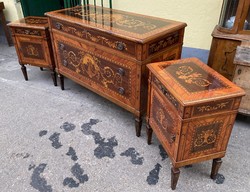 1 chest of drawers, 2 bedside tables with inlays