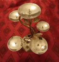 5-branched metal candle holder, silver color