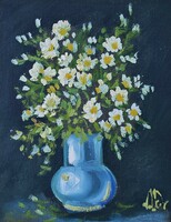 Mihail Volkov - Virágok vázában 18 x 15 cm olaj, akril, papír