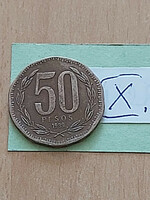 Chile 50 pesos 1989 aluminum bronze, bernardo o'higgins, x