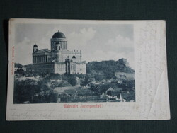 Postcard, Esztergom, basilica, church, palace, view detail, 1900