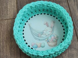 Crocheted turquoise Easter basket