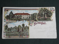 Képeslap,Postcard, Harkány, mozaik részletek, park, gyógyterem, litho, 1899