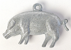 Charming, vintage solid metal lucky pig pendant / pendant