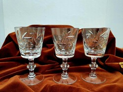 3 polished crystal white wine glasses