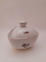 Hollóháza porcelain retro sugar bowl with flowers
