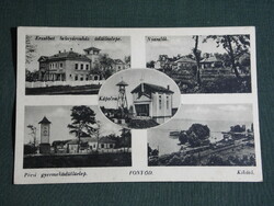 Képeslap, Postcard, Fonyód, mozaik,kápolna,móló,kikötő, árvaház üdülő,Pécs gyereküdülő, 1943