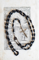 Old reader, rosary with black wooden eyes - Christian, Catholic prayer chain