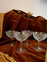 Polished crystal goblet or champagne glass, 4 pieces.