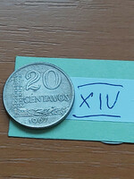 Brazil brasil 20 centavos 1967 copper-nickel xiv