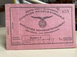 1937, Royal Hungarian State Railways train ticket, Budapest - wall test tour