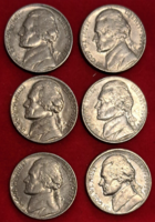 6 Pieces usa 5 cents (t-33)