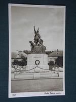 Postcard, mouse, statue of István Dóbo, monument, 1943