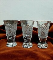 Polished crystal short drinking glass, 3 pieces.