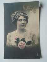 D201781  Hölgy rózsával   1909k   Lemonnier  Paris
