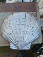 Vintage car engine chopper usa shell gas station metal cast crest plaque non cast iron