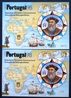 Ei58+v / 1998 portugal 98 - stamp exhibition commemorative sheet serrated + cut with same serial number