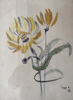 Oszkár Papp: flower i. - Watercolor (Kossuth prize winner!)