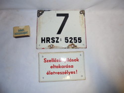 Enameled street house number sign and 