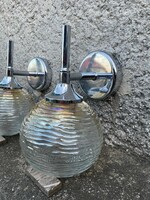 Refurbished chrome wall lamp lamp pair - vintage retro mid century bauhaus